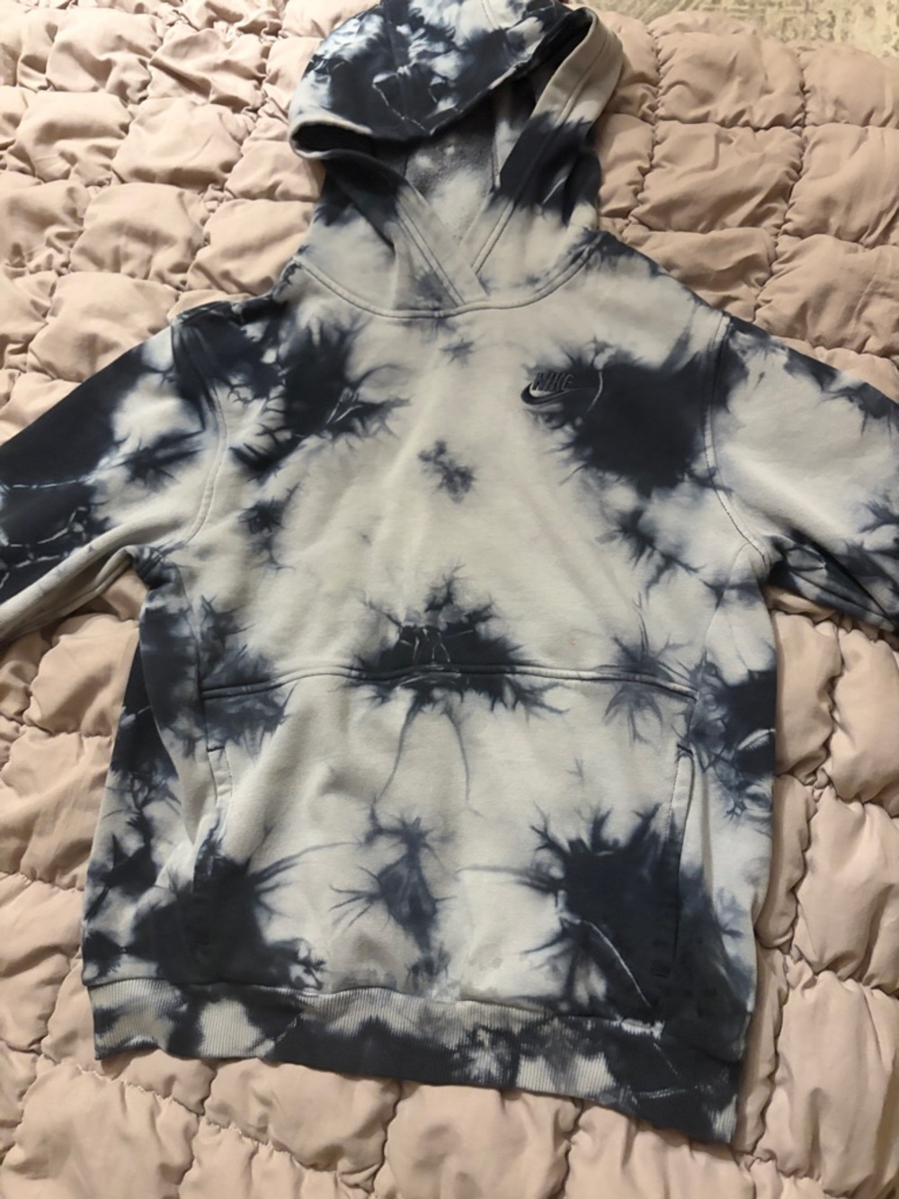 Nike Men’s Tie-Dye Crewneck Hoodie - Black & White